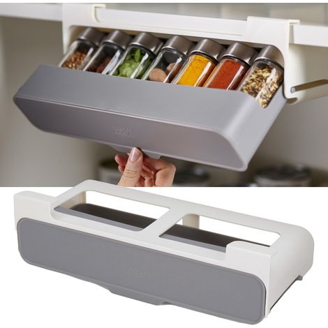 Étagère à épices suspendue grande capacité, sans perçage, coulissante, pour ranger les flacons d'assaisonnement dans la cuisine. Étagère de rangement séparée pour la maison. (1/5)