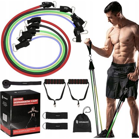 Guma di supporto, set da 5 pezzi. Nastro per gli esercizi, espansore da 4,5-22,7 kg. (1/5)