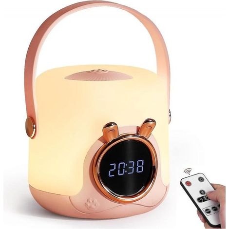 Wiederaufladbares Kindernachtlicht mit integrierter Uhr, tragbarer Touch-Nachttischlampe, Timer und sanfter Nachtlichtfunktion. Ideal fürs Babyzimmer und die Nacht. (1/4)