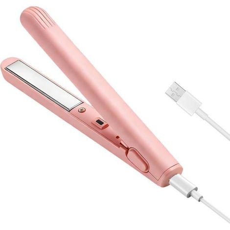 1 Mini Lisseur, 2 En 1 Fer À Lisser Et Boucleur, Céramique Tourmaline, Portable Pour Cheveux Courts, Voyage