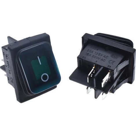 KCD4-202 - Étanche - Avec voyant lumineux - Interrupteur à bascule bipolaire 30 x 22 mm 250 V max. 16 A - Vert