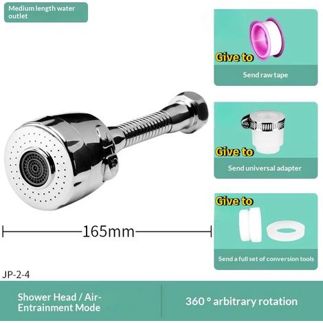 (D) Robinet de cuisine avec pommeau de douche anti-éclaboussures, aérateur pressurisé économe en eau, robinet pour lave-vaisselle, aérateur rotatif universel (1/5)