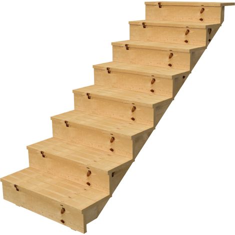 Holztreppe Höhe 139cm 8 Stufen, Breite 140cm, MIT Setzstufen