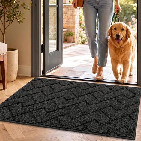 Doormat Entrance Door Mat 50 x 80 cm Non-Slip and Absorbent Washable for Indoor, Outdoor, Bedroom, Kitchen, Hallway, Dark Grey (1/5)