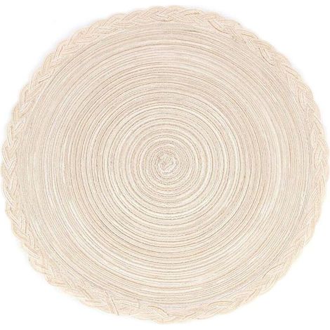2 tovagliette rotonde intrecciate, diametro 38 cm, con cuscino sottoteiera dall'atmosfera rustica, antiscivolo e resistenti al calore per casa, ristoranti, bar e caffetterie - Grigio (1/4)