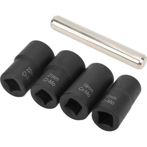 5pcs lot d'extracteurs d'écrous et boulons, jeu d'outils à choc 1/2in, douilles 17mm 19mm 21mm 22mm pour entretien auto (1/5)