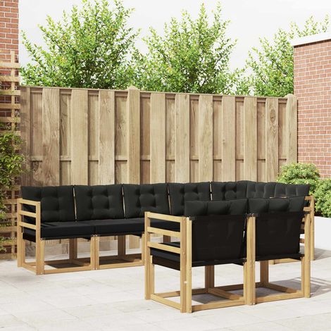 vidaXL Outdoor-Sofagarnitur mit Kissen 8 pcs Weiß und Schwarz (1/5)