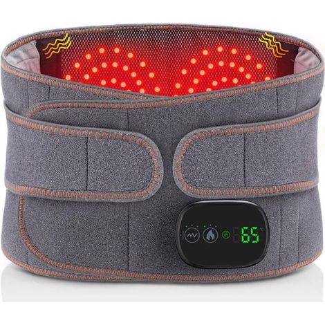 Cinturón lumbar eléctrico calentado que combina termoterapia, terapia de masaje y fototerapia para aliviar el dolor de espalda, ciática, dolor lumbar y hernia de disco. (1/5)