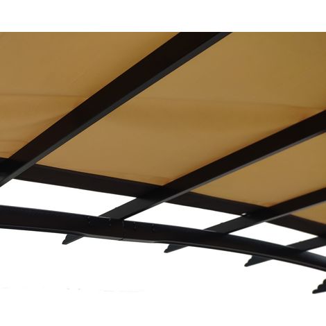 Voile de remplacement pour pergola cintrée de 3,6 x 2,7 m, toit extérieur imperméable, protection solaire anti-UV pour terrasse et balcon, store déperlant beige. (1/5)