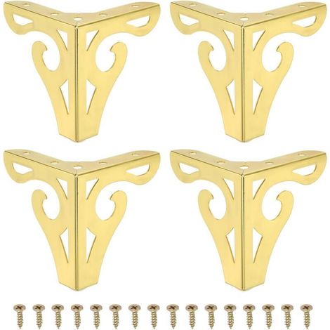 10 cm Pieds De Meuble Évidés, Lot De 4 Pieds De Canapé Modernes en Métal Triangle pour Remplacer Les Pieds Armoire Commode Table Chaise Pouf Bibliothèque Garde-Robe, Or (1/4)