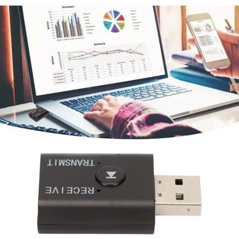 Émetteur-récepteur Bluetooth 5.0 TX/RX, codec SBC connecteur 3.5mm/USB-A léger autoradio compatible (1/5)