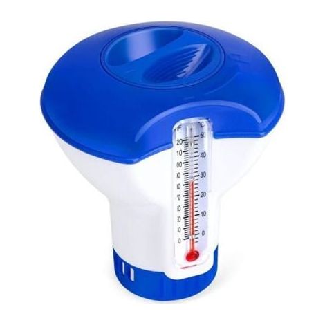 Diffuseur Chlore Piscine avec Thermomètre, Distributeur Flottant Automatique, Doseur de Chlore pour Piscine de 5 Pouces, Distributeu (1/4)