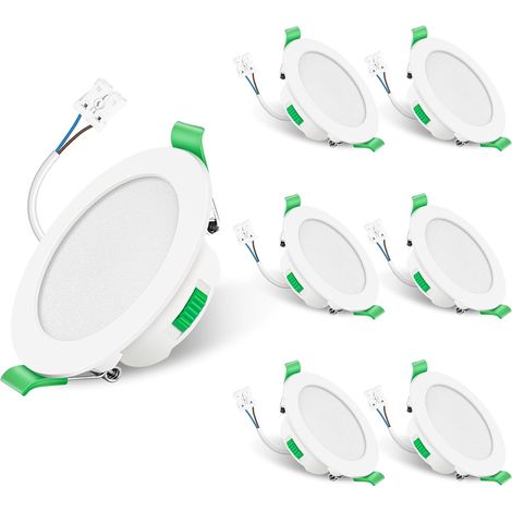 Spot LED Encastrable 7W 230V Dimmable, 3000K 4000K 6500K Couleur Réglable Spot Salle de Bain IP65, Extra Plat 29mm Spot Plafond, Lot de 6, Rond Blanc