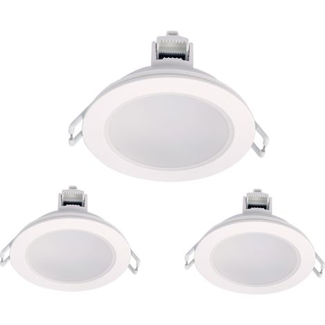 3 Faretti LED da Incasso Dimmerabili 5W 220V Rotondi Bianchi 3000K D87mm H36mm Foro 70mm IP65 (1/3)
