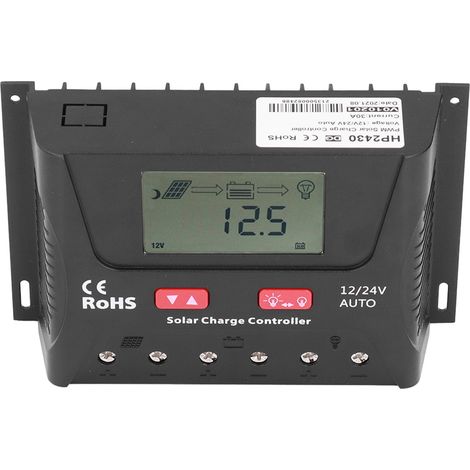 30A 12V/24V PWM-Solarladeregler, LCD-Bildschirm, automatische Erkennung, einstellbare Parameter, für Wohnmobile, Boote und Yachten (1/5)