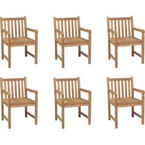 Lot de 6 Chaises de jardin Chaises d'extérieur Fauteuil de Jardin Bois de teck solide 36405 (1/5)