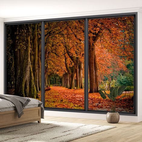 Papier peint panoramique Trompe l'oeil baie vitrée - Forêt - 260 cm x 156 cm (1/5)