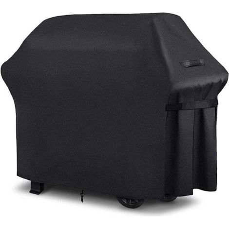 Housse Barbecue Exterieur, Barbecue Gaz, Oxford, Bâche de Protection BBQ avec Cordon Ajustable, Anti-Vent, Anti-UV, Impermeable, Noir, (147x61x117cm)