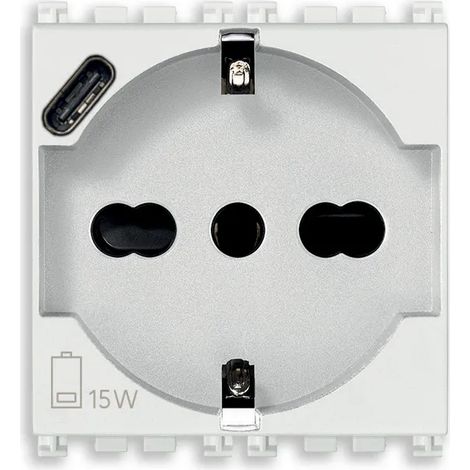 Presa Schuko con USB Vimar Arkè bianco 19210.USB.B