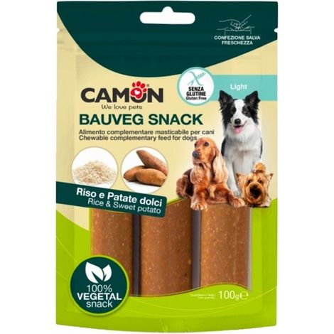 Camon Dog Bauveg Snack Light con Riso e Patate Dolci - Confezione 100 Gr - Snack
