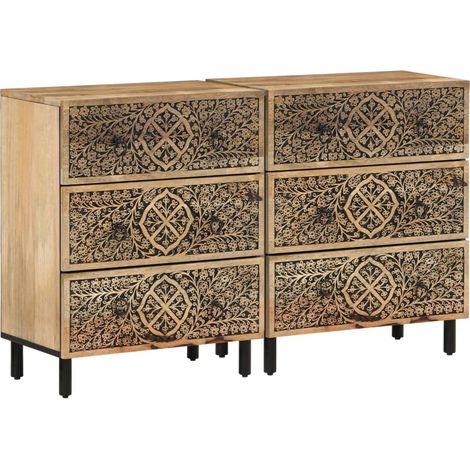 Armoires latérales 2 pcs 60x33x75 bois massif de manguier (1/5)
