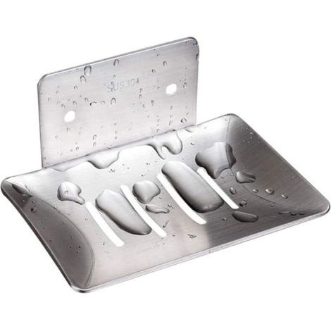 Porte Savon Mural, Porte-Savon Douche Auto-adhésif & Mural en Acier Inoxydable avec Savon Saver, Soap Dish Holder Tray Support Savon sans Perçage pour Douche Cuisine Salle Bain(argent) (1/4)