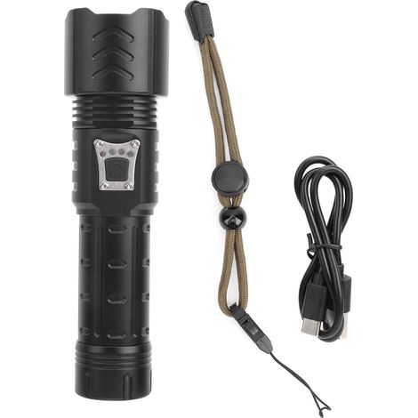 Lampe torche XHP90 ultra puissante, zoom focale, rechargeable USB-C, étanche, lampe de poche extérieure, éclairage longue portée (1/5)