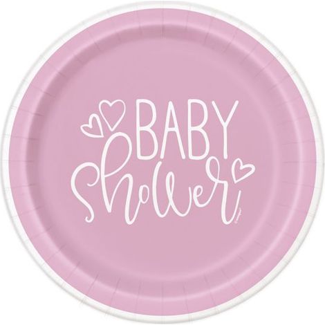 8 assiettes en carton, roses et blanches, baby shower, 23 cm, décoration table féminine