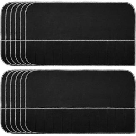 [RM] Sac de rangement pour couverts, pochette en feutre, organisateur de couverts, sac de protection anti-oxydation pour couverts, noir (1/4)