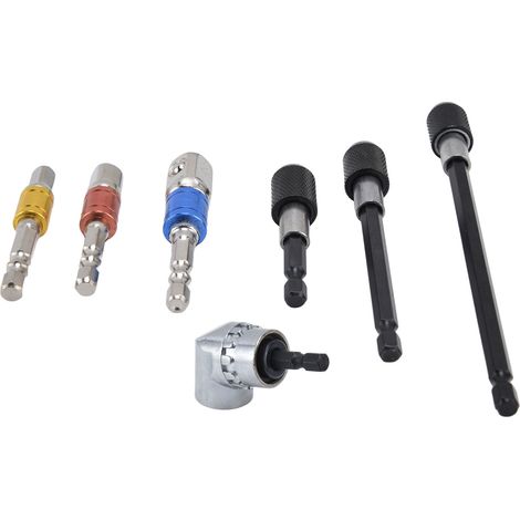 Lot de 7 accessoires à choc pour visseuse 1/4in mandrin extension aimanté hex adaptateur perçage (1/5)