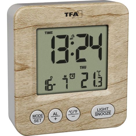 TFA Dostmann 60.2567.08 Radiocontrollato Sveglia Legno, Marrone Tempi di allarme 1 (1/5)
