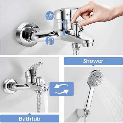 Chrome Bath Mixer Tap with 2 1/2 Outlets (1/3)