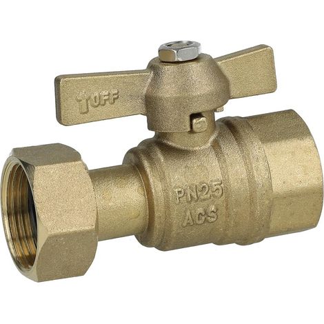 Robinet à bille pour compteur d'eau droit 3/4’’ FF x écrou à chapeau 3/4’’