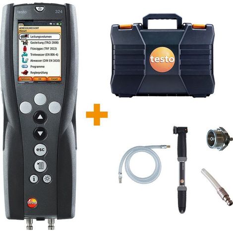 Set de base testo 324, 0563324070 débitmètre de fuites et pompe 160 mbar