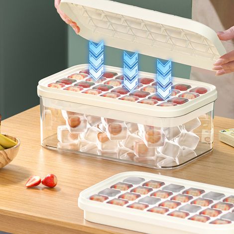 Kreative quadratische Eiswürfelform für den Hausgebrauch, lebensmittelechte, selbstgemachte Eiswürfelform, großes Fassungsvermögen, mit Deckel, für den Kühlschrank. (1/5)