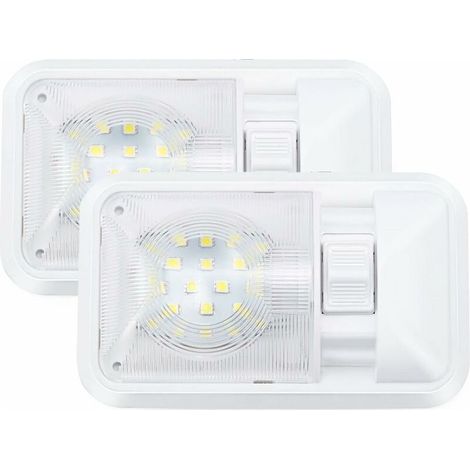12 V plafonnier LED RV 280 lm, lampe de toit éclairage intérieur pour remorque, camping-car avec interrupteur (Lot de 2) 1 (1/5)