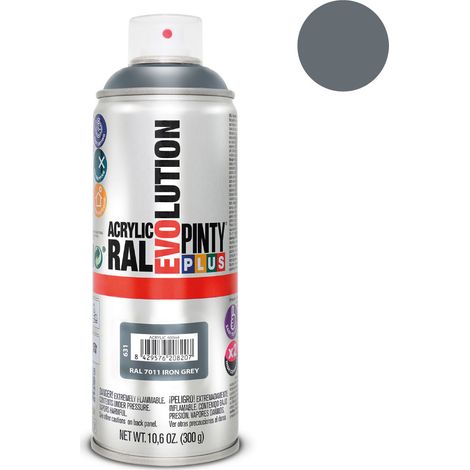 Pintura acrílica spray evolution 520 cc ral 7011 iron grey 300 g