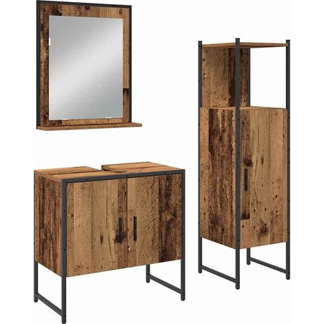Maison Exclusive - Badezimmermöbel-Set mit Regal mit Tür 3 pcs Br