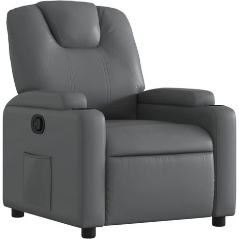 Chaise longue en cuir synthétique gris – Canapé relax moderne avec dossier réglable, idéal pour salon, chambre ou espace détente (1/5)