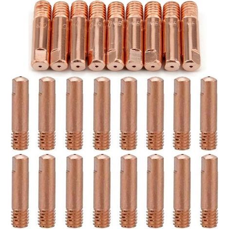 Reboot 40 pièces MB15 15AK buses de gaz buses de contact porte-buse 0,8/1,0 mm MIG/MAG consommables pour torche de soudage pointes de contact MIG machine de soudage MIG(20pc-0.8mm,20pcs-1.0mm) (1/5)