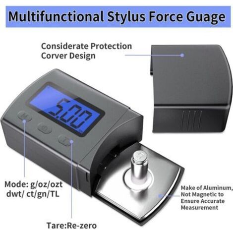 Jauge d'échelle de Force de Stylet de Mini Platine numérique Haute précision 0.01g / 5.00g rétroéclairage LCD Bleu pour Cartouche Phono de Bras de Lecture (1/4)