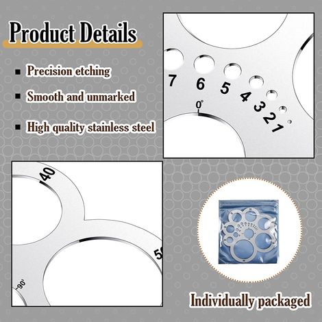 Règle de Coupe pour Cuir avec Formes Arrondies en Acier Inoxydable - Outil Polyvalent pour Travaux du Cuir, Bois et DIY (1/5)