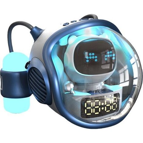 Altavoz inalámbrico con forma de nave espacial, inteligencia artificial interactiva, luz RGB, despertador y luz nocturna.