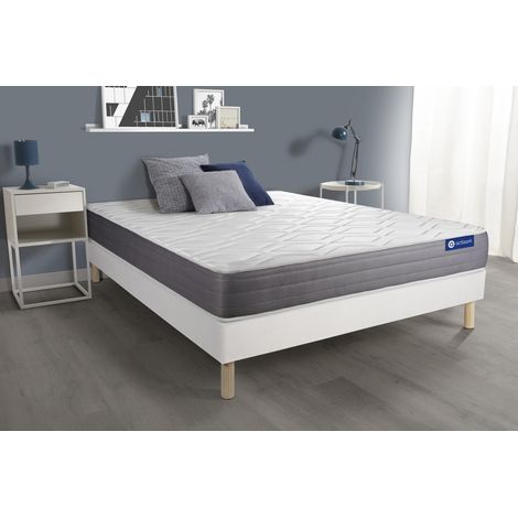 Ensemble matelas ACTIFLEX DREAM Ressorts ensachés et mémoire de forme 140x190 cm 5zones de confort + sommier KIT blanc (1/5)