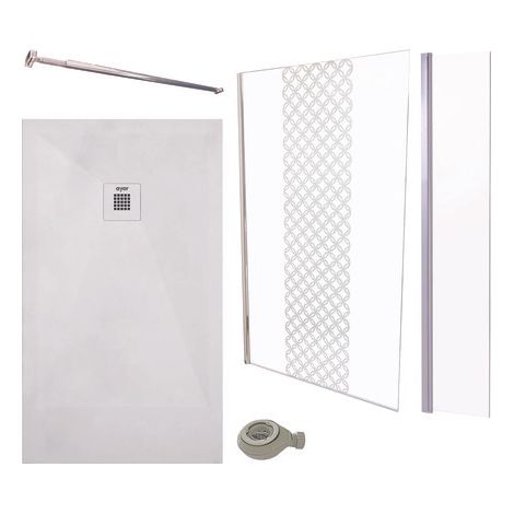 ONDEE ZEN - PACK DOUCHE - Receveur blanc 160X90cm, Paroi 120cm, déflecteur, barre fixation (1/3)
