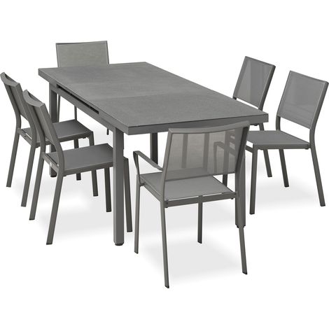 DANIA - Conjunto de comedor de 6 plazas en aluminio  - DCB GARDEN