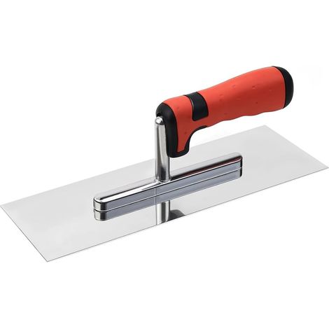 Truelle de lissage pour cloisons sèches en acier inoxydable, avec manche en caoutchouc pour enduit, carrelage, maçonnerie, rénovation murale (28 x 10 cm) (1/5)