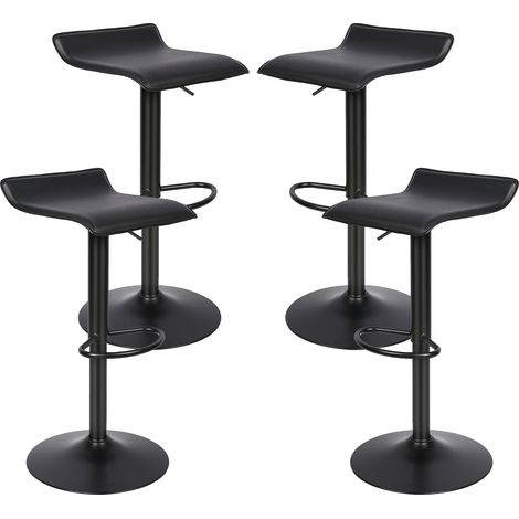 Tabourets de Bar Lot de 4 réglable en Hauteur Rotatif à 360 Dégrées en Cuir synthétique et Acier chromé pour Maison Cuisine Comptoir Bistro-Noir (1/5)