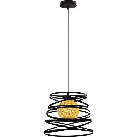 30cm Lustre Suspension Industrielle Vintage Rétro Luminaire Ressort pour Couloir Café Restaurant Noir - 1 Pack (1/5)