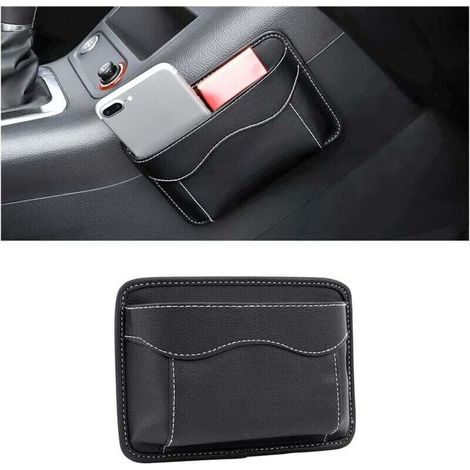 Tasca laterale portaoggetti per sedile auto, mini tasca portaoggetti in pelle, tasca laterale per auto, può contenere documenti, cellulare, chiavi, monete (noci)